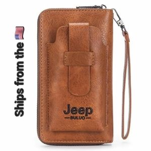 Jeep  Wallet Phone Holder Zipper Purse Clutch Handle Strap Cards Coins Roomy